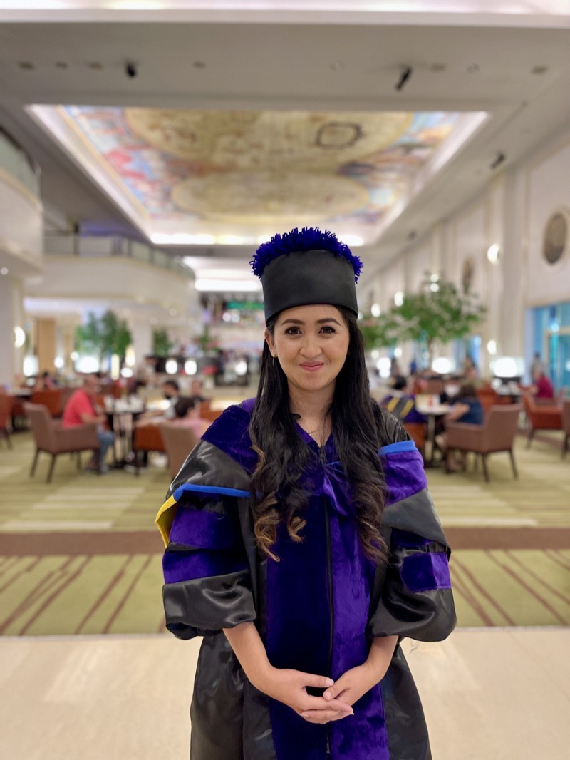 Atty. Mary Mae A. Lanticse-Camello in her Juris Doctor academic regalia